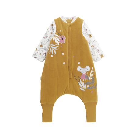 Turbulette d'hiver en velours avec pieds retroussables et manches amovibles charlie Ocre 2 - vertbaudet enfant 