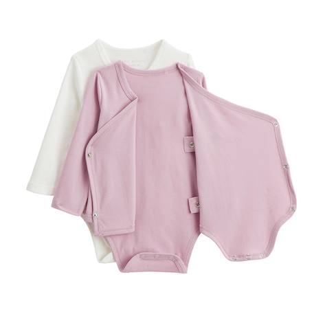 Lot de 2 bodies bébé manches longues ouverture croisée miss chatchatchat Rose 3 - vertbaudet enfant 