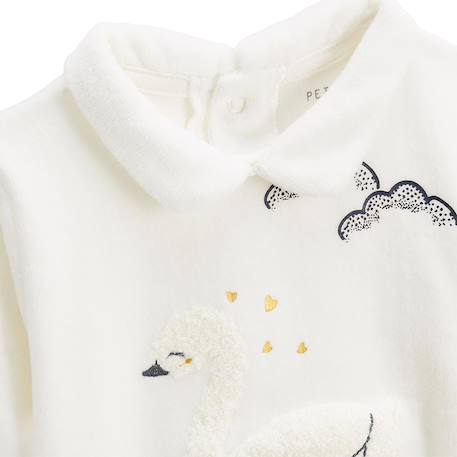 Pyjama bébé 2 pièces en velours à pieds retroussables swan Ocre 4 - vertbaudet enfant 