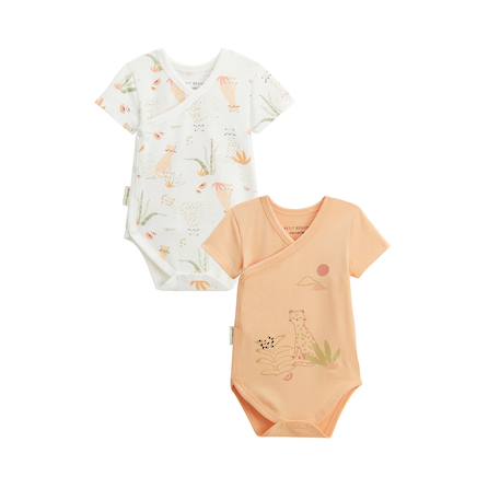 Lot de 2 bodies bébé manches courtes ouverture croisée sierra Peche 2 - vertbaudet enfant 