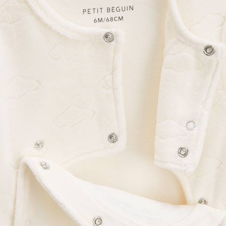 Pyjama bébé en velours ouverture pont câlins Ecru 5 - vertbaudet enfant 