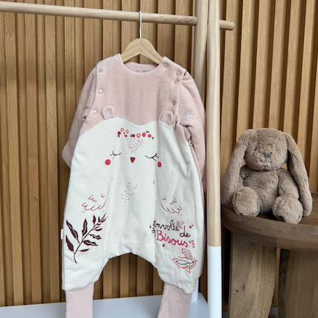 Turbulette d'hiver en velours avec pieds retroussables et manches amovibles manouk Ecru 5 - vertbaudet enfant 