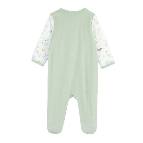 Pyjama bébé en velours ouverture pont nuage Vert 3 - vertbaudet enfant 