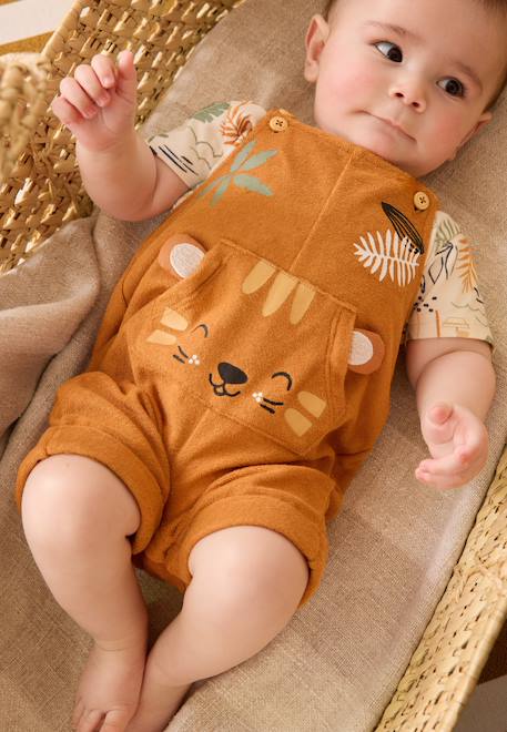 Ensemble salopette bébé et t-shirt en éponge mio Camel 1 - vertbaudet enfant 
