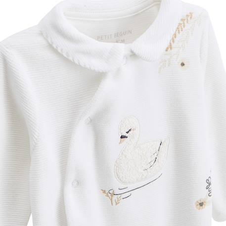Pyjama bébé en velours ouverture croisée perle Ecru 4 - vertbaudet enfant 