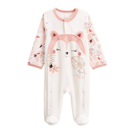 Pyjama bébé en velours ouverture pont machu pichu Rose 2 - vertbaudet enfant 