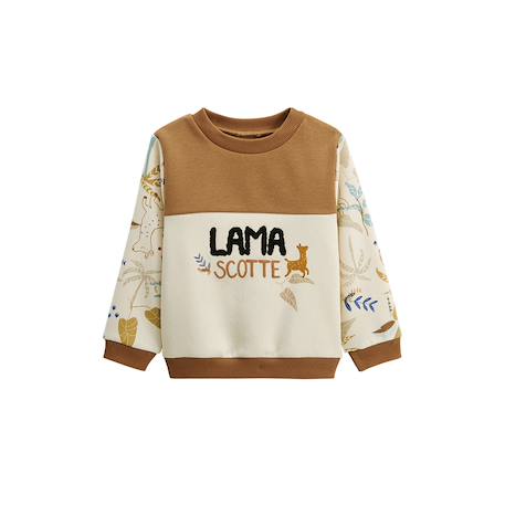 Sweat-shirt en molleton lamascotte Ecru 2 - vertbaudet enfant 