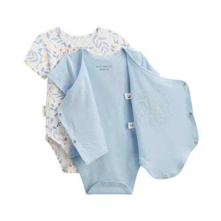 Lot de 2 bodies bébé manches courtes ouverture croisée zeste d'amour Bleu 3 - vertbaudet enfant 