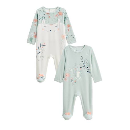 Lot de 2 pyjamas bébé en velours dina Bleu 2 - vertbaudet enfant 