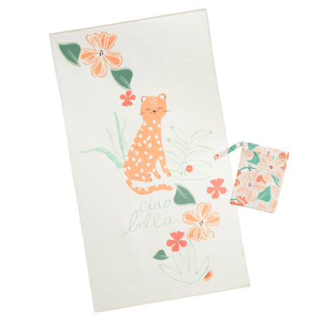 Serviette de bain bébé + pochette fleur Ecru 2 - vertbaudet enfant 