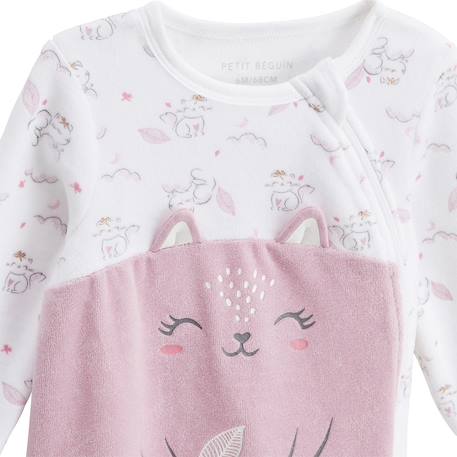 Pyjama bébé en velours ouverture zippée miss chatchatchat Rose 4 - vertbaudet enfant 