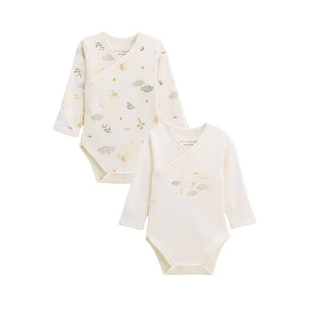Lot de 2 bodies bébé manches longues ouverture croisée câlins Ecru 2 - vertbaudet enfant 
