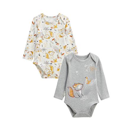 Lot de 2 bodies bébé manches longues petit loup Gris 2 - vertbaudet enfant 