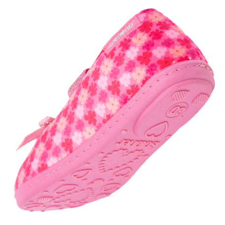 Chaussons ballerines velours, maintien souple, facile à enfiler, semelle flexible Fleurs rose 5 - vertbaudet enfant 