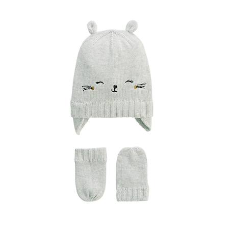 Bonnet bébé et moufles en tricot esmée Gris 2 - vertbaudet enfant 