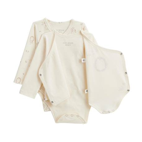 Lot de 2 bodies bébé manches longues ouverture croisée envolée de bisous Beige 3 - vertbaudet enfant 
