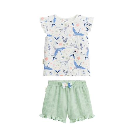 Ensemble enfant t-shirt et short en gaze de coton tiana Ecru 2 - vertbaudet enfant 