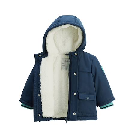 Manteau enfant imperméable doublé sherpa avec capuche oscar Bleu 4 - vertbaudet enfant 