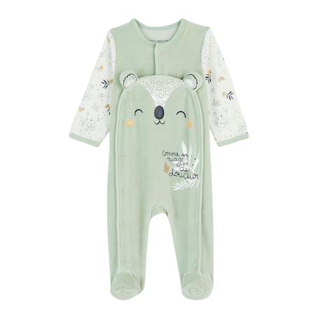 Pyjama bébé en velours ouverture pont nuage Vert 2 - vertbaudet enfant 