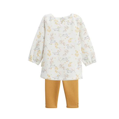 Ensemble bébé robe et legging en molleton emilie Ocre 2 - vertbaudet enfant 