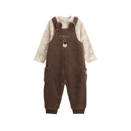 Ensemble salopette bébé en sherpa et t-shirt cracotte Marron 2 - vertbaudet enfant 