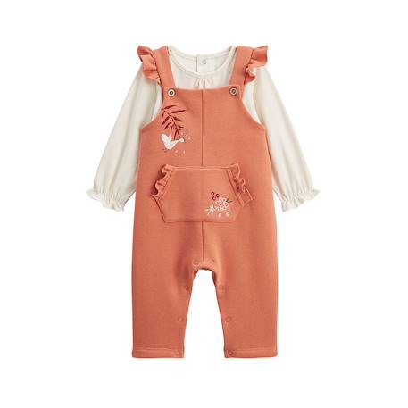 Ensemble salopette bébé en molleton et t-shirt manouk Corail 2 - vertbaudet enfant 