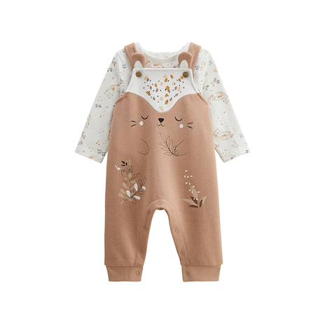 Ensemble salopette bébé en molleton et t-shirt mini loutre Marron 2 - vertbaudet enfant 