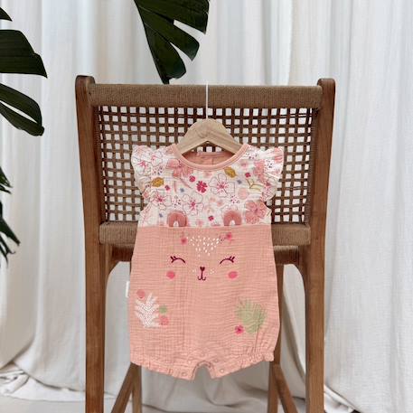Barboteuse bébé en gaze de coton santa giulia Corail 5 - vertbaudet enfant 