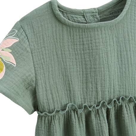 Robe enfant en gaze de coton + chouchou pivoina Kaki 4 - vertbaudet enfant 