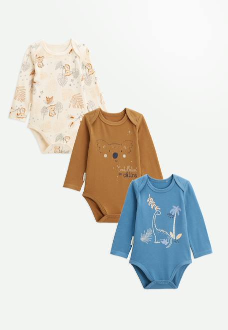 Lot de 3 bodies bébé manches longues constellation Camel 1 - vertbaudet enfant 