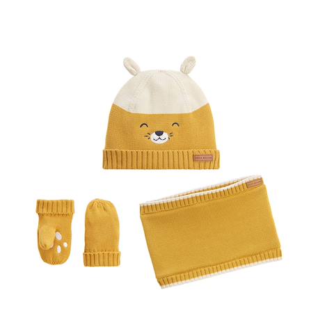 Ensemble bonnet, moufles et cache-cou enfant en tricot charly Ocre 2 - vertbaudet enfant 