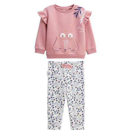 Ensemble bébé sweat et legging en molleton céleste Rose 2 - vertbaudet enfant 