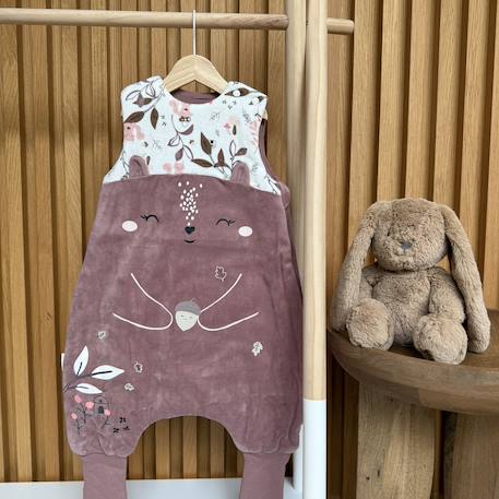 Turbulette d'hiver en velours avec pieds retroussables sora Prune 5 - vertbaudet enfant 