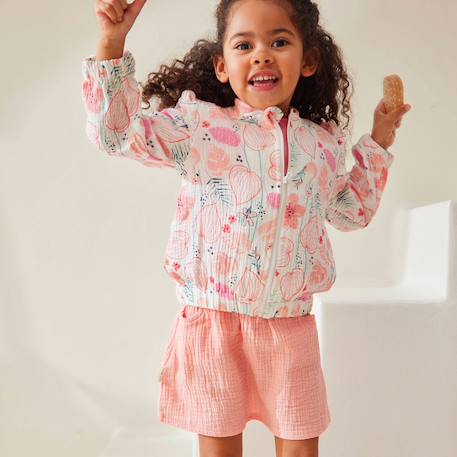 Jupe enfant rose en gaze de coton caraïbes Rose 6 - vertbaudet enfant 