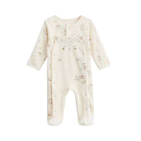 Pyjama bébé en velours ouverture pont envolée de bisous Beige 2 - vertbaudet enfant 