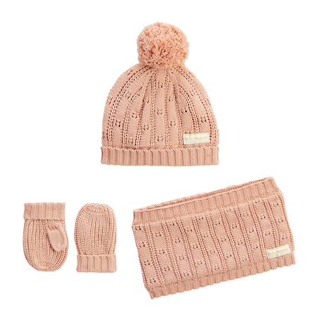 Ensemble bonnet, moufles et cache-cou enfant en tricot esmée Rose 2 - vertbaudet enfant 