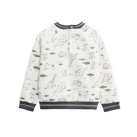 Ensemble bébé sweat-shirt en molleton et pantalon en velours crazy safari Kaki 3 - vertbaudet enfant 