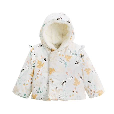 Doudoune bébé imperméable doublée sherpa avec capuche bloom Ecru 2 - vertbaudet enfant 
