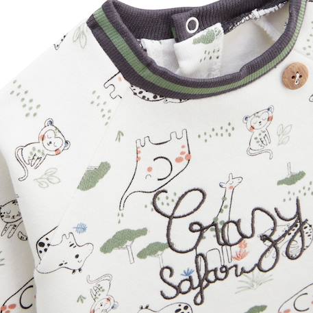 Ensemble bébé sweat-shirt en molleton et pantalon en velours crazy safari Kaki 4 - vertbaudet enfant 