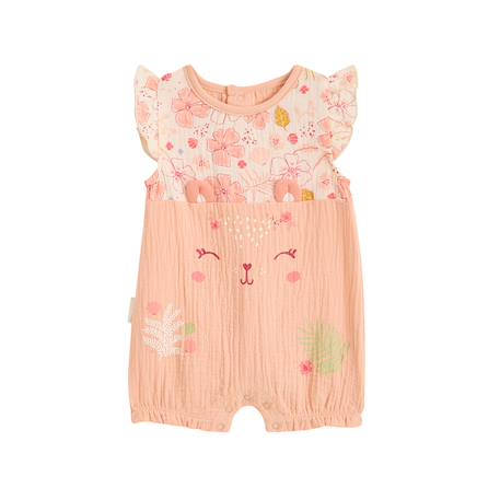 Barboteuse bébé en gaze de coton santa giulia Corail 2 - vertbaudet enfant 