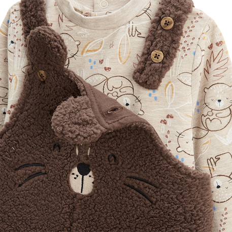 Ensemble salopette bébé en sherpa et t-shirt cracotte Marron 4 - vertbaudet enfant 
