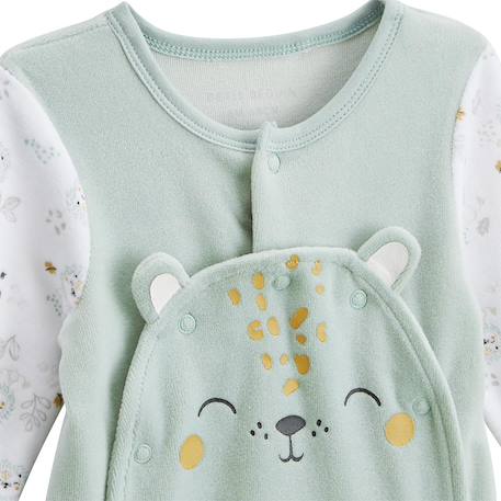 Pyjama bébé en velours ouverture pont kenya Vert 4 - vertbaudet enfant 