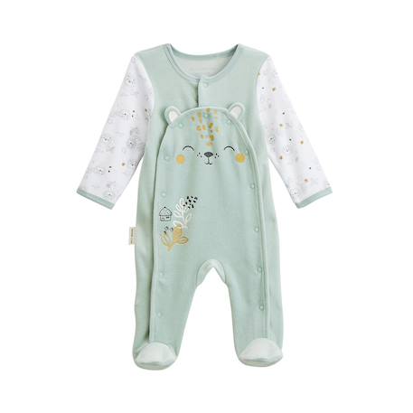 Pyjama bébé en velours ouverture pont kenya Vert 2 - vertbaudet enfant 