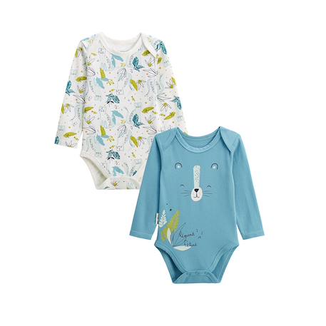 Lot de 2 bodies bébé manches longues oscar Bleu 2 - vertbaudet enfant 