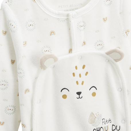 Pyjama bébé en velours ouverture pont mon petit chou du pérou Ecru 4 - vertbaudet enfant 