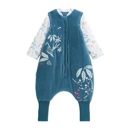 Turbulette d'hiver en velours avec pieds retroussables et manches amovibles bianca Bleu 2 - vertbaudet enfant 