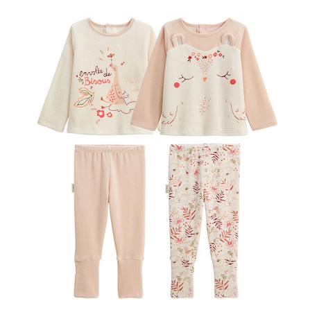 Lot de 2 pyjamas enfant 2 pièces en velours avec pieds retroussables manouk Rose 2 - vertbaudet enfant 