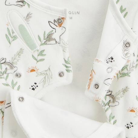 Pyjama bébé en velours ouverture pont frimousse Ecru 5 - vertbaudet enfant 