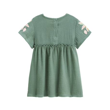 Robe enfant en gaze de coton + chouchou pivoina Kaki 3 - vertbaudet enfant 