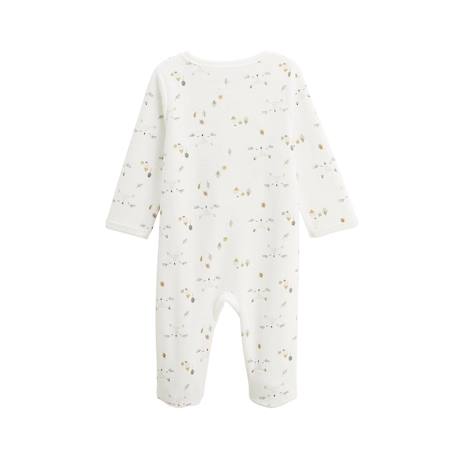 Pyjama bébé en velours ouverture pont bisous Ecru 3 - vertbaudet enfant 